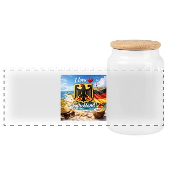I love Germany Beach - Panoramic Cookie Jar with Wooden Lid - white - Front