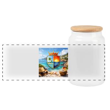 Blason côtier Bouclier tropical - Boîte à biscuits avec couvercle en bois - blanc - Devant