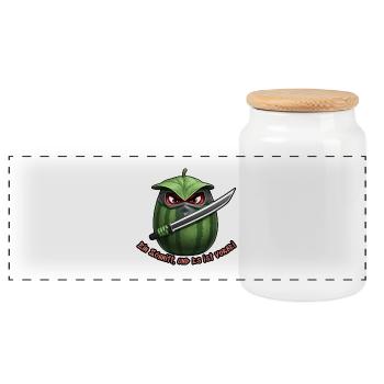 Wassermelone Ninja Klinge - Panorama Keksdose mit Holzdeckel - Weiß - Vorne