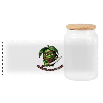 Wassermelonen-Ninja mit Schwert - Panorama Keksdose mit Holzdeckel - Weiß - Vorne