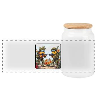 Blossom Fight Duo - Panoramic Cookie Jar with Wooden Lid - white - Front