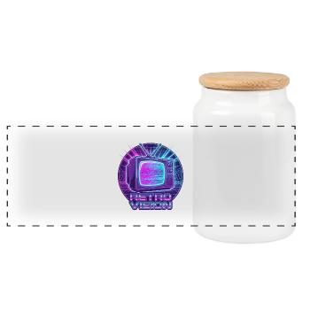 Retro Vision Neon TV - Panorama Keksdose mit Holzdeckel - Weiß - Vorne