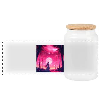 Moonlit Dream Forest - Panoramic Cookie Jar with Wooden Lid - white - Front