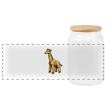 Goldene Geometrie-Giraffe - Panorama Keksdose mit Holzdeckel - Weiß - Vorne