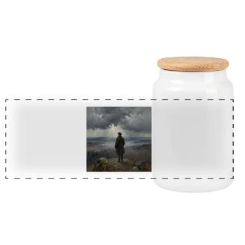 Vue des montagnes Brumeuses - Boîte à biscuits avec couvercle en bois - blanc - Devant