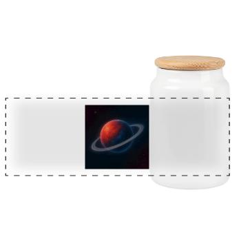 Red PlanetBlue mit Ringen - Panorama Keksdose mit Holzdeckel - Weiß - Vorne