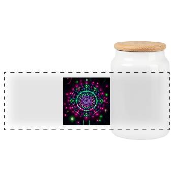 Motif de la Cyber Galaxie Néon Mandala - Boîte à biscuits avec couvercle en bois - blanc - Devant
