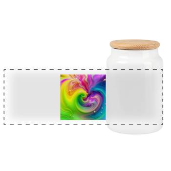 Tourbillon de couleurs Arc-en-ciel néon - Boîte à biscuits avec couvercle en bois - blanc - Devant