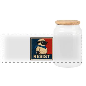 Resistance Lamb Poster - Panoramic Cookie Jar with Wooden Lid - white - Front