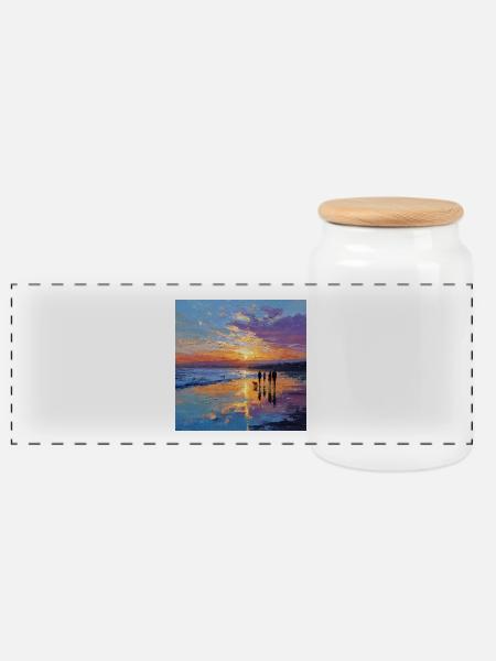 Sonnenuntergang über dem Meer - Panorama Keksdose mit Holzdeckel - Weiß