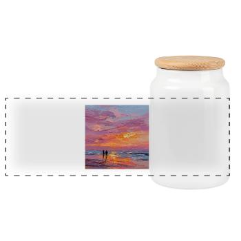 Coucher de soleil - Boîte à biscuits avec couvercle en bois - blanc - Devant