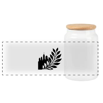 Conception de la ligne de feuilles de la forêt urbaine - Boîte à biscuits avec couvercle en bois - blanc - Devant