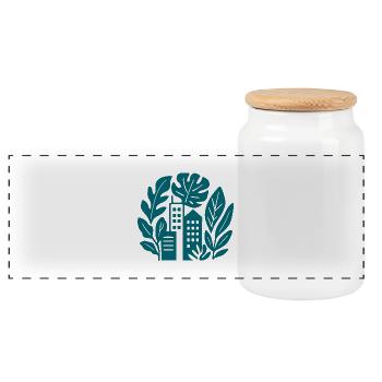 Green cityscape UrbanMix - Panoramic Cookie Jar with Wooden Lid - white - Front