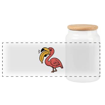 Duo Banane Flamant Rose - Boîte à biscuits avec couvercle en bois - blanc - Devant
