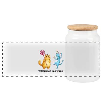 Le Monde Merveilleux des Chats de Cirque - Boîte à biscuits avec couvercle en bois - blanc - Devant