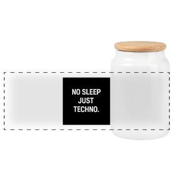 No Sleep Just Techno - Panoramic Cookie Jar with Wooden Lid - white - Front