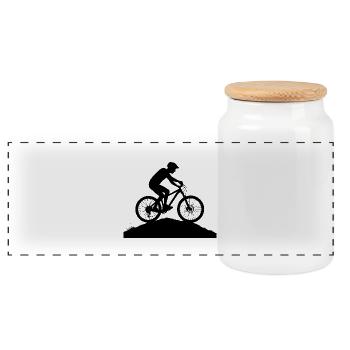 Bergabenteuer Mountainbike Silhouette - Panorama Keksdose mit Holzdeckel - Weiß - Vorne