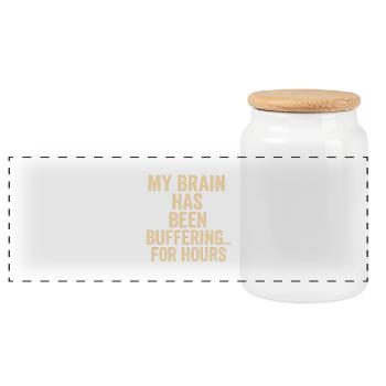 Buffering Brain Meme - Panoramic Cookie Jar with Wooden Lid - white - Front