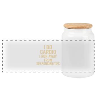Vol cardio : Tâches de course - Boîte à biscuits avec couvercle en bois - blanc - Devant
