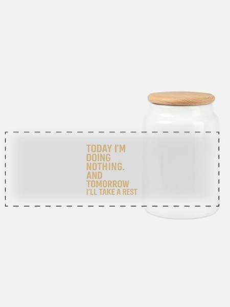 Lazy Day Humor: Ruh dich morgen aus - Panorama Keksdose mit Holzdeckel - Weiß