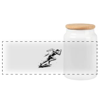 100 m sprinteur dans le style Comic-Ink - Boîte à biscuits avec couvercle en bois - blanc - Devant