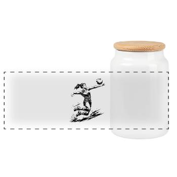 Puissance de volley-ball – Joueuse dynamique - Boîte à biscuits avec couvercle en bois - blanc - Devant