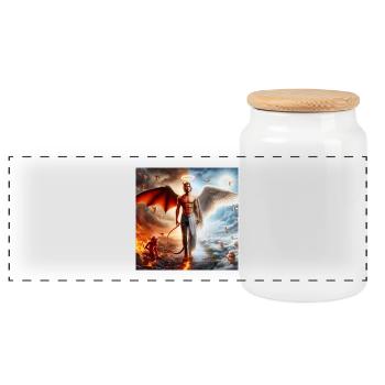 Dualité Céleste et Infernale - Boîte à biscuits avec couvercle en bois - blanc - Devant