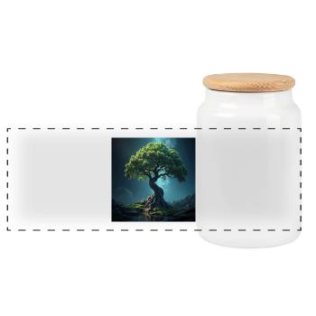 Colorful Tree of Life. - Panoramic Cookie Jar with Wooden Lid - white - Front