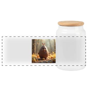 Ein Osterhase - Panorama Keksdose mit Holzdeckel - Weiß - Vorne