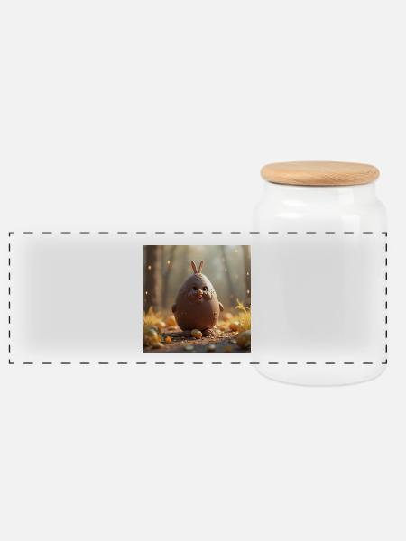 Ein Osterhase - Panorama Keksdose mit Holzdeckel - Weiß