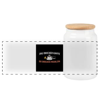 I drink coffee, you drink problems - Panoramic Cookie Jar with Wooden Lid - white - Front