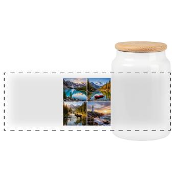 Alpine Natur-Landschaften Collage - Panorama Keksdose mit Holzdeckel - Weiß - Vorne