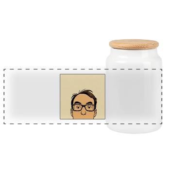 Felix does something - square - Panoramic Cookie Jar with Wooden Lid - white - Front