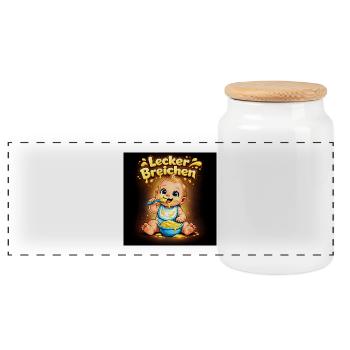 Lecker Breichen Baby Käseglück - Panorama Keksdose mit Holzdeckel - Weiß - Vorne