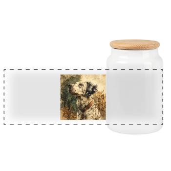 Portrait dalmatien au look à l’huile vintage - Boîte à biscuits avec couvercle en bois - blanc - Devant