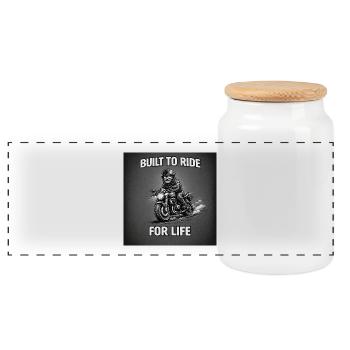 Conçu pour rouler à vie - Boîte à biscuits avec couvercle en bois - blanc - Devant