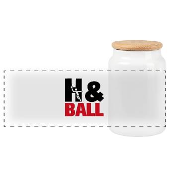 H&Ball par handballtrainer.de - Boîte à biscuits avec couvercle en bois - blanc - Devant
