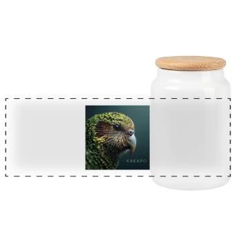 Kakapo – Perroquet vert rare - Boîte à biscuits avec couvercle en bois - blanc - Devant