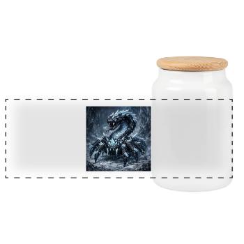 Kristalldrache im Eissturm - Panoramic Cookie Jar with Wooden Lid - white - Front