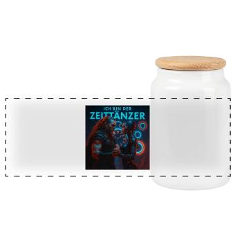 Zeittänzer - Panorama Keksdose mit Holzdeckel - Weiß - Vorne