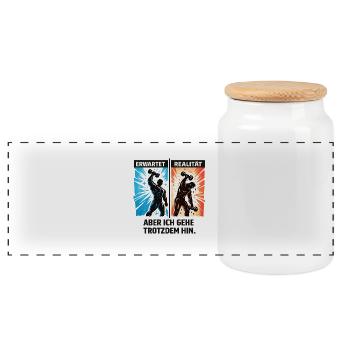 Gym Humor Fitness Geschenk lustig Spruch Training - Panorama Keksdose mit Holzdeckel - Weiß - Vorne