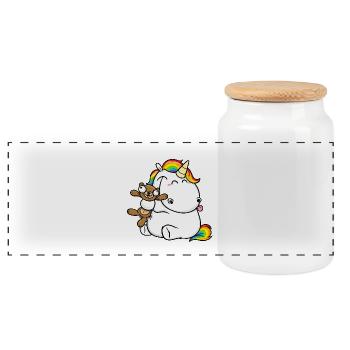 Cuddly Friend Unicorn Rainbow, unicorn - Panoramic Cookie Jar with Wooden Lid - white - Front