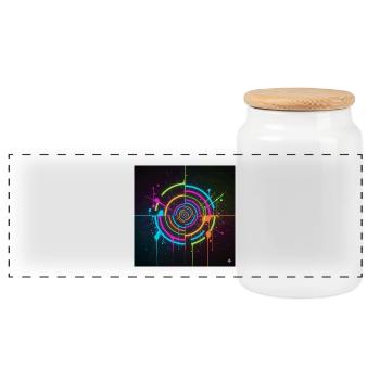 Neon Kreis Splatter - Panorama Keksdose mit Holzdeckel - Weiß - Vorne