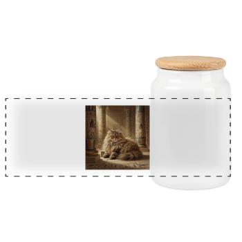 Le Roi Chat dans le Temple d’Égypte - Boîte à biscuits avec couvercle en bois - blanc - Devant