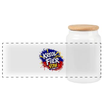 Kreol and Fier 974 - Panoramic Cookie Jar with Wooden Lid - white - Front