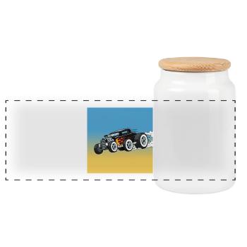 Hot Rod à Flammes Cartoon - Boîte à biscuits avec couvercle en bois - blanc - Devant