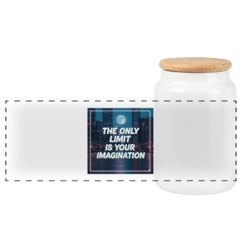Only your imagination sets limits - Panoramic Cookie Jar with Wooden Lid - white - Front