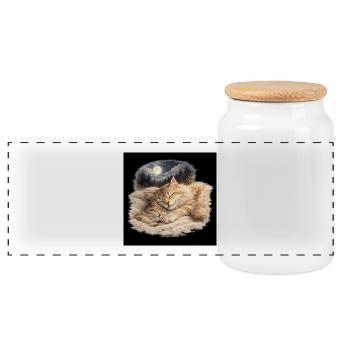 Maman chatte dort avec son enfant - Boîte à biscuits avec couvercle en bois - blanc - Devant