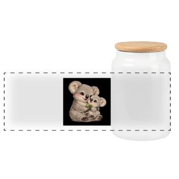 Mama Koala mit ihrem Baby - Panorama Keksdose mit Holzdeckel - Weiß - Vorne