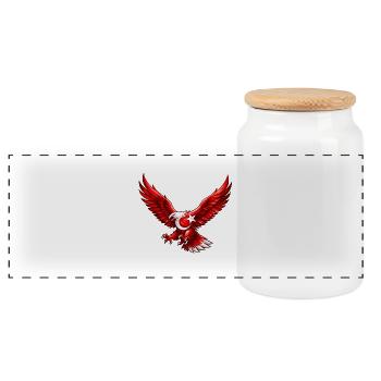 Aigle rouge avec bague en forme d’étoile - Boîte à biscuits avec couvercle en bois - blanc - Devant